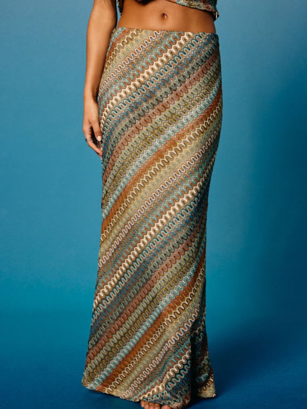 Lulus Tallulah Brown Multi Crochet Mid-rise Maxi Skirt - Size S